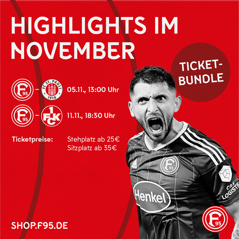 Fortuna Düsseldorf 1895 TicketBundle für die Highlights im November